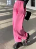 Kadın pantolon 2023 büyük boy pembe joggers eşofmanları kadın sokak kıyafetleri jogging sporları Kore moda gündelik geniş bacak pantolonları kadın