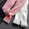 Sweet Girls Pants Kids Boys Thick Warm Trousers Winter Children Casual Solid Color Warm Pants Girls Leggings Gray Pink Wine 231219