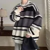 Herensweaters Heren kleurbloktrui Warme gebreide Japanse stijl Colorblock dikke trui met lange mouwen