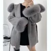 Vestes pour femmes surdimensionnées dames vêtements d'extérieur 2023 manteau de fourrure véritable veste d'hiver femmes col naturel poignets capuche cachemire laine laine 231219