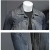 Herrjackor trevliga nya hösten herr vintage mörkgrå jeans jacka mode casual lös lapel denim kappa manliga märke kläder plus size s-3xll231026