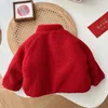 Куртки Снежная куртка для девочек, зимняя утолщенная теплая детская одежда, красная цветная верхняя одежда в китайском стиле, годичная верхняя одежда для малышей, пальто, поступление