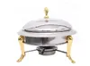 mini hot pot set cooker stove Chafing Dish pots serving stand heater stainless gold crown lid 30cm Buffet pan server Food Tray Warmer LL