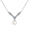 Chaînes AZ794-X Lefei Mode Luxe Classique Moissanite Diamant-Set Perle Lettre V Moulin À Vent Collier Femmes 925 Argent Fête Bijoux Cadeau