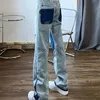 Jeans masculinos estilo americano jeans retro solto encaixe perna reta micro calças flared l231220