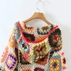 Keyanketian Autumn Hollowed-out Hook Floral Color Knit Cardigan Ladies Bohemian Style Loose Handmade tröja Top Fresh 231220