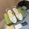 2024 Dress shoes Fashion designer Baotou Sandals Small fragrance sole single Baotou genuine leather versatile French low flat shoes Crystal Ballet Shoe 35-42