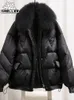 グレラー冬のコート女性ジャケットパーカー濃厚な秋の黒い大毛皮のパフハラジュクゆるい女性の短い服231220
