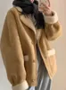 韓国ジャケットの女性服のための秋の冬のコートソリッドポロトラーシングル胸を厚くした短いアウター231220
