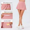 LL Women Sport Yoga Skirts Running Shorts Solid Color Pleated Tennis Golf Skirt Anti Exposure Fitness Short Skirt 46365