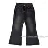 Damenjeans ReddaChic Dark Academia Damenhose Ausgestelltes Bein Baggy Schwarz Retro Emo Grunge Y2k Streetwear Acubi Fashion Bootcut Hose