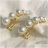 Charm Furious svägerska Chen Shutings Samma stil Sier Needle Pearl med High Sense Temperament Fashion Earrings Star Drop Delivery DHTV9