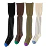 Women Socks 1Pair Lazy Style Over Kne High Stockings Thin Cotton Striped Lår för sexig chic