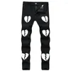 Pantalon pour hommes Casual Digital Imprimé Jeans Noir 2023 Slim Stretch Crayon Mi-hauteur Hip Hop Street Wear