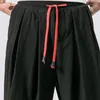 Czyste bawełniane lniane spodnie haremowe dla solidnych elastycznych ubrań streetowych męskich joggera 2023 w pakiecie krocza Casual Long 231220