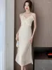 캐주얼 드레스 2023 흰색 여성 고급 패션 세련
