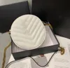 Bolso de pastel redondo Bolsos de diseñador de estilo clásico Bolso de mujer Bolsos de hombro de mujer Bolso de mensajero de cuero genuino Cadena con ranura para tarjeta embrague Bolso de sobre