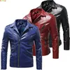 Мужской мех из искусственного меха, черная мужская ветрозащитная байкерская кожаная куртка, красный, коричневый, синий, искусственное пальто, модное повседневное пальто, мужские топы, верхняя одежда S-4XL 5XL 231220
