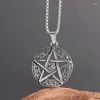 Pendentif Colliers Exquis Vintage Viking Rune Hexagonal Rond Collier En Acier Inoxydable Collier Amulette Pour Hommes Bijoux