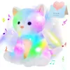 متوهجة LED LED MUSICTION TOUY TOY CAT DOLL KAWAII نوم نوم وسادة للفتيات تهويه الحيوانات أفخم الحيوانات الأطفال 231220