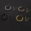 Never fade 2.2cm half circle dangle trendy letter V Design 3 Colors birthday 316L Stainless Steel Hip Hop Earings Earring for Women Party Wedding Hoop Wholesale