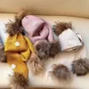 Kids Hats Scarves Sets Girls Winter Knitted Warm Designer Fur Ball Fashion Scarf Toddler Children Trendy Brand Hat Caps neckerchief Suitable For Ages 33Pq#
