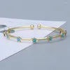 Bangle Ins Cobre Banhado 18k Ouro Gotejamento Estrelas Devil'S Eye Pulseira Mulheres Moda Ajustável Cuff para Festa Jóias