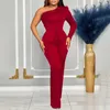 Etnik Giyim 2024 Kadınlar için Afrika Kıyafetleri 2 PCS Bahar Zarif Uzun Kollu Beyaz Siyah Kırmızı Üst Pantolon Eşleştirme Setleri