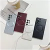 Mobiele telefoon hoesjes S24 Magneet Draadloos opladen Voor S23 Fe S22 Tra Plus S21 Metallic Verf Olie Zacht TPU Helder Cameralensbeschermer Fi Dh4Eg