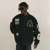 Herenjassen Honkbaluniform voor heren Y2K retro zwaar hiphopborduurjack herfst en winter V-hals los mode paar vrijetijdsjack 231219