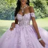 Mexique lavande hors de l'épaule robe de bal robe de Quinceanera Appliques dentelle perlée robes de fête d'anniversaire doux 16 robes de 15