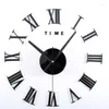 Horloges murales Ticktockery Roman Digital Mirror Clock Salon Acrylique Accueil DIY