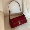 Abendtaschen MBTI Vintage Rot Damen Umhängetasche Einfarbig Luxus Designer Quadratisch Elegant Lässig Achselhöhle Französisch Stil Mode Handtasche