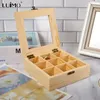 Jewelry Boxes Home Retro Storage Box Nine Grid Wooden Sugar Bag Container Tea Accessories 231219