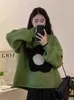 女性のセーターZOKIかわいい花女性特大のニットセーター甘い韓国のファッションジャンパー秋冬のプレッピースタイルルーズoネックカジュアルTopsl231213