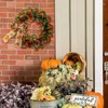 装飾的な花のドア秋の花輪収穫のためのマルチカラーのグラランドリング秋の人目を引く花輪装飾農場の壁ポーチ