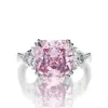 Roze Edelsteen Ringen S925 Sterling Zilver High Carbon Diamond Ring Vrouwelijke Luxe Engagement Sieraden Geschenken Y2302322e