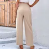 2024 nouveau printemps été pantalon de créateur taille haute solide style de banlieue récolte à lacets pantalon droit femme