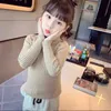 Pullover Girls Sweater Winter Decorative Buttons High Neck Solid Color Bottom Shirt Multicolour Children High Elasticity Knit PulloverL231215