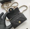 Purses Designer Real Leather Plaid Coin Purches豪華なブランドチェーン牛羊の皮の小さな財布ショルダーバッグかわいいファッションの女性ギフト