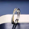 ソリティアリングHuitan Classic Simple X Shape Cross Cross Ring Ringury CZ Stone Mi Color Color High Quality Ring Daily Versatile DesignL231220