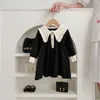 Vestido de malha feminino infantil princesa outono e inverno novo vestido suéter pérola bebê elegante vestido fashion