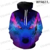 Erkek Hoodies Sweatshirts Dark Wolf Dövme 3d Tüm Baskılı Moda Hoodies Erkekler Sweatshirt Unisex Pullover Sıradan Ceket Takip W022 T231220