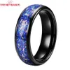 Band Rings 4mm 6mm Galaxy Opal Inlay Fashion Finger Jewelry Tungsten Carbide Wedding Band Förlovningsring för män Kvinnors Jubileumsgåva 231219