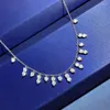 Chaînes Charm Moissanite Diamant Collier Réel 925 Sterling Argent Fête De Mariage Chocker Pour Femmes Pendentif Bijoux Cadeau