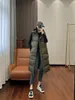 Long Hooded Puffer Gilet för kvinnor 2023 Autumn and Winter Pure Color allt i ett huva miljöskydd Cotton Vest 231020