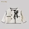 Baby Mädchen Prinzessin Elegante Jacke Fleece Innen Frühling Herbst Winter Kind Vintage Plaid Mantel Schleife Outwear Kleidung 1 10Y 231220