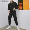 Męskie dżinsy inderun mody mgły kombinezon romper joggers długoterminowy kolor stały kolor streetwear swobodne spodnie menu cargo kombinezon s-5xl 231220