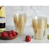 Disposable Cups Straws Gold Plastic Clear Wine Glasses Fancy Hard With Glitter For Party 100Pcs