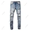 Purple Designer Mens Jeans High Street Jeans Hommes Pantalons de broderie Femmes Oversize Ripped Patch Hole Denim Straight Fashion Brand Streetwear Slim